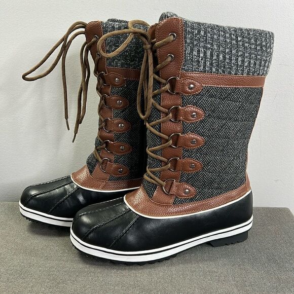 Shoes - NWOT Winter Boots Gray and Brown Thinsulate Size 8